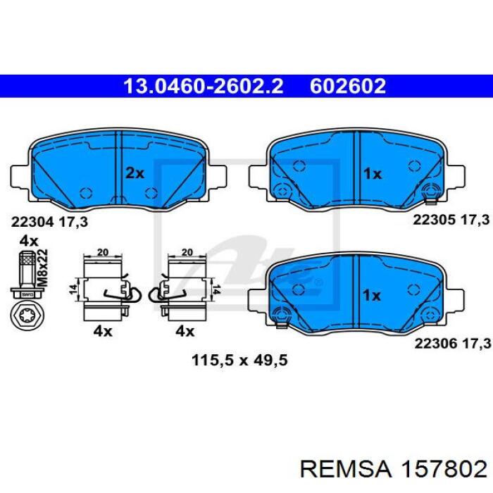 Колодки дисковые  Remsa 157802 цена, от 25.45 USD