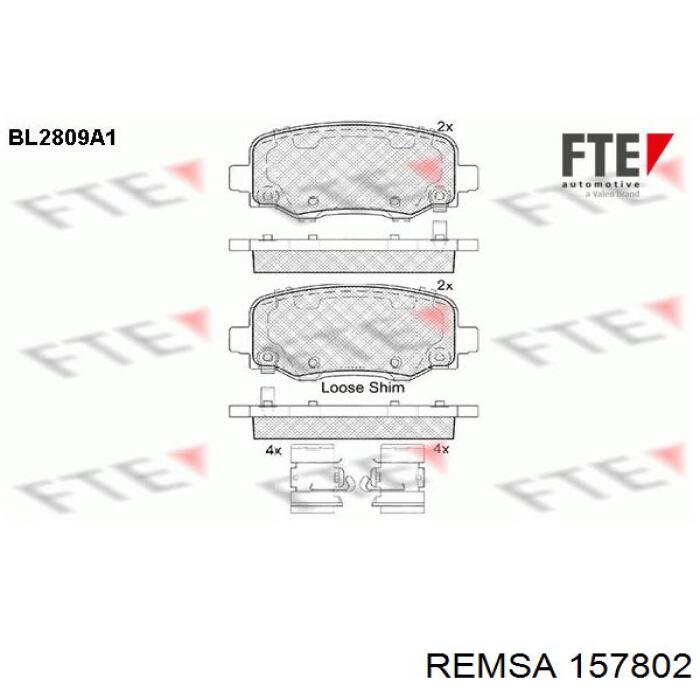 Купить 157802 Remsa Колодки тормозные задние, дисковые