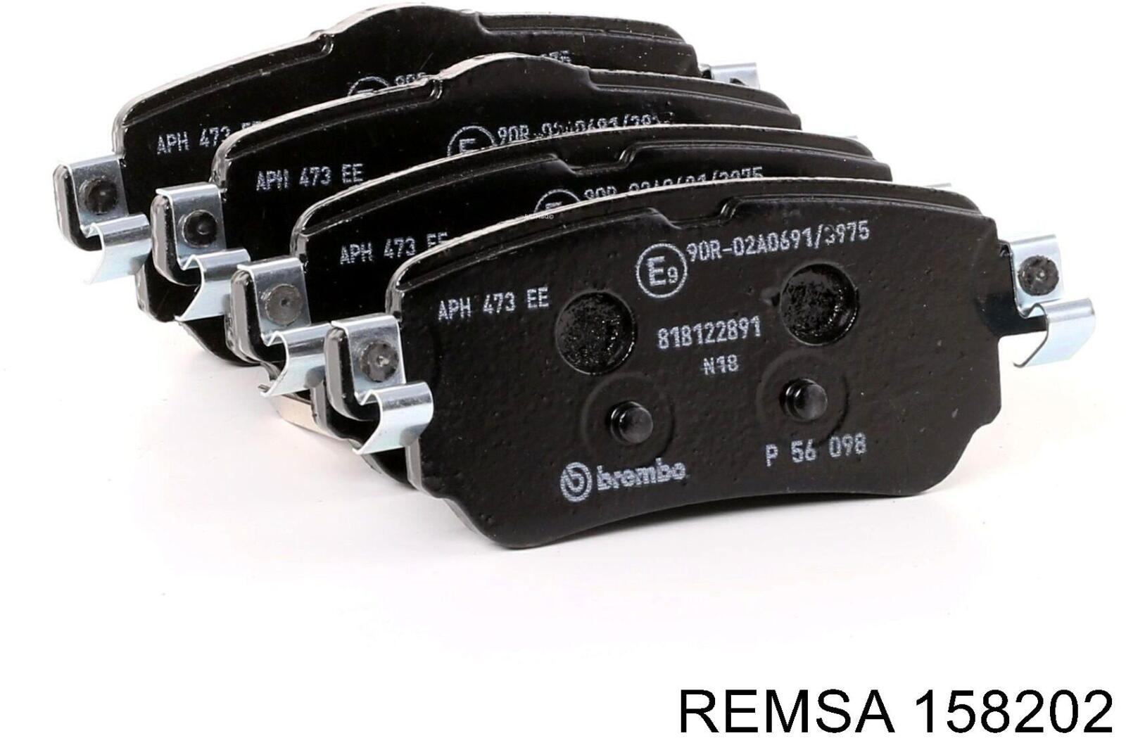 Купить 158202 Remsa Колодки тормозные задние, дисковые