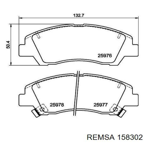 Передние тормозные колодки 158302 Remsa