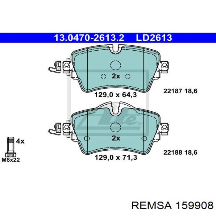 Колодки Remsa 159908 цена, от 30.53 USD