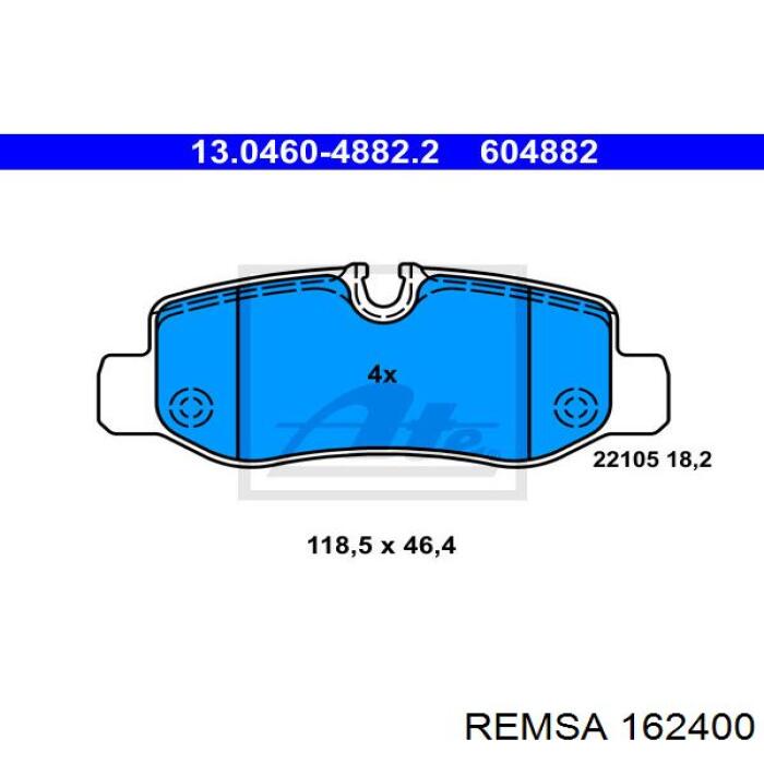 Задние тормозные колодки 162400 Remsa