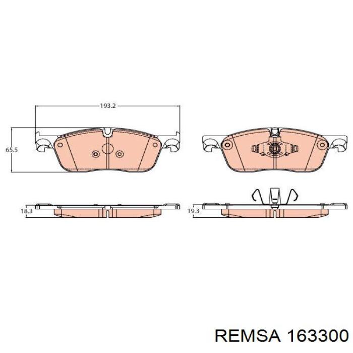 Передние тормозные колодки 163300 Remsa