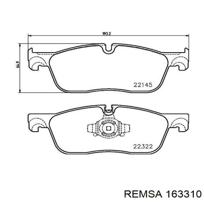 Передние тормозные колодки 163310 Remsa