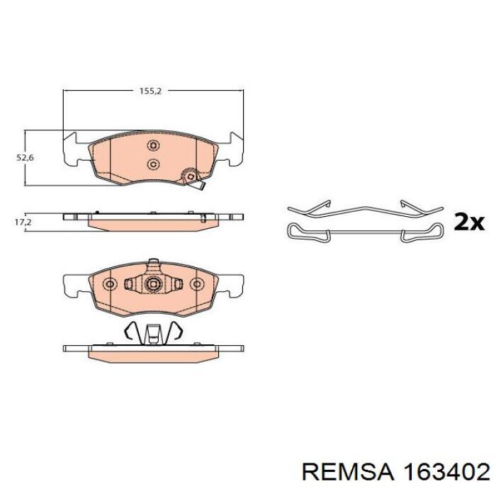 163402 Remsa sapatas do freio dianteiras de disco