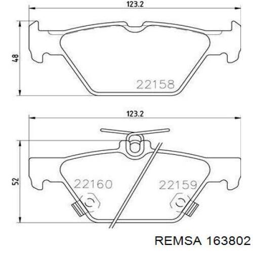 Купить 163802 Remsa Колодки тормозные задние, дисковые