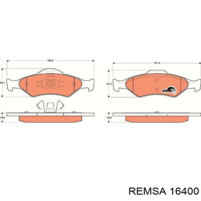 Передние тормозные колодки 16400 Remsa