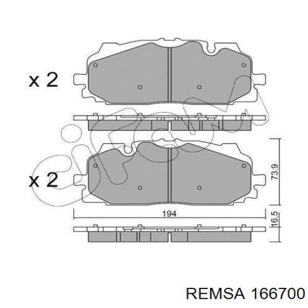 Передние тормозные колодки 166700 Remsa