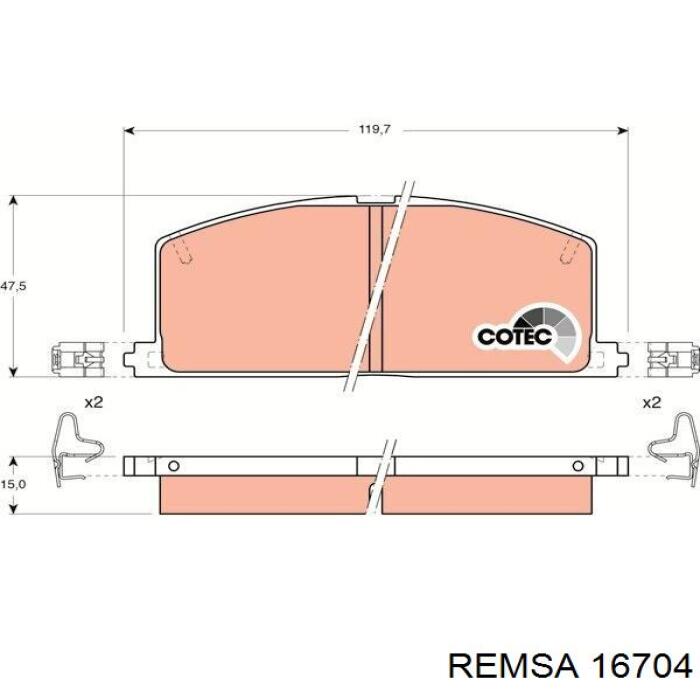 Купить 16704 Remsa Колодки тормозные