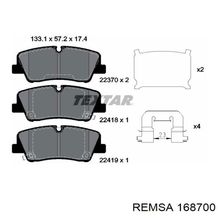 Купить 168700 Remsa Колодки тормозные задние, дисковые