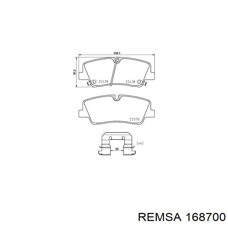Задние тормозные колодки 168700 Remsa