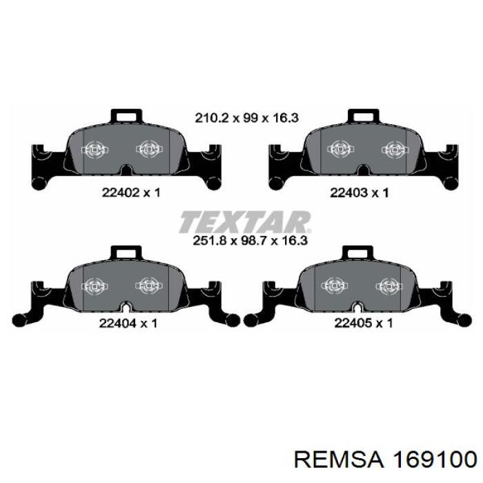 Передние тормозные колодки 169100 Remsa