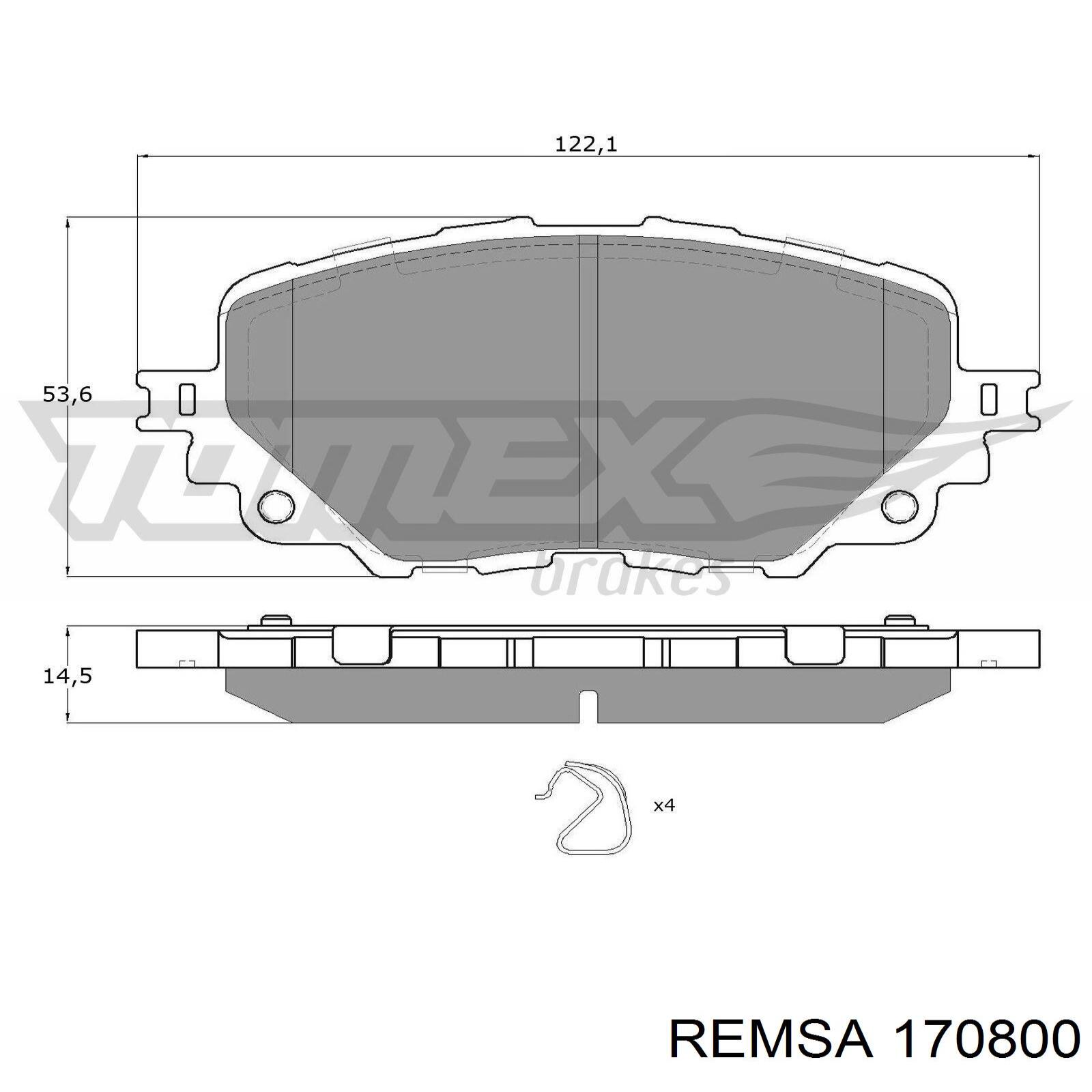 Купить 170800 Remsa Колодки тормозные
