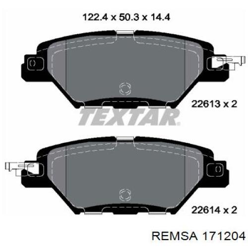 Задние тормозные колодки 171204 Remsa