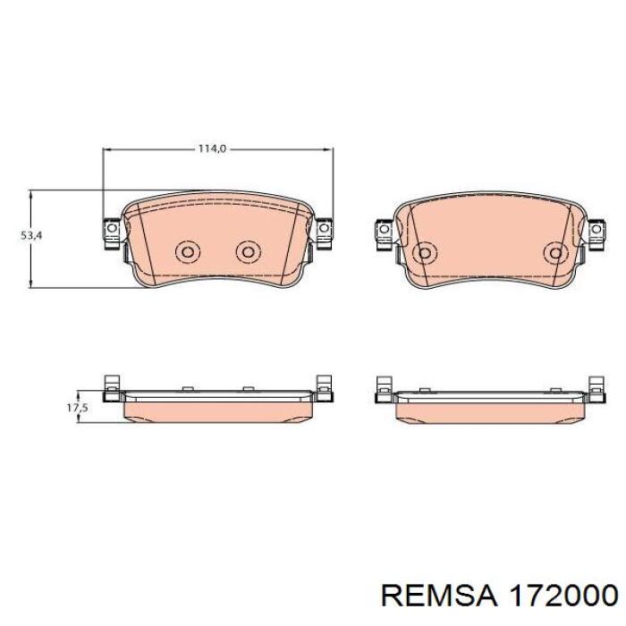 Купить 172000 Remsa Колодки тормозные задние, дисковые