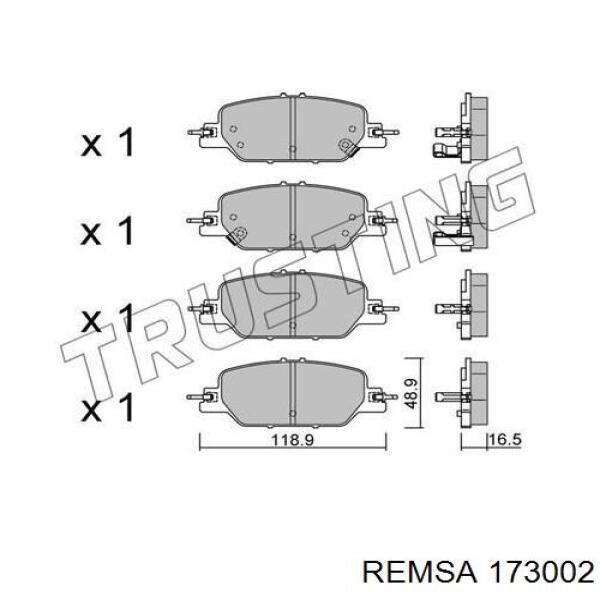 Купить 173002 Remsa Колодки тормозные задние, дисковые
