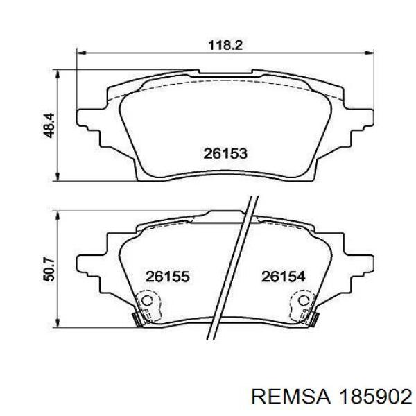 Задние тормозные колодки 185902 Remsa