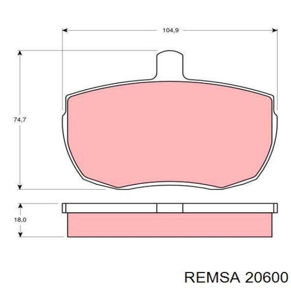 20600 Remsa передние тормозные колодки