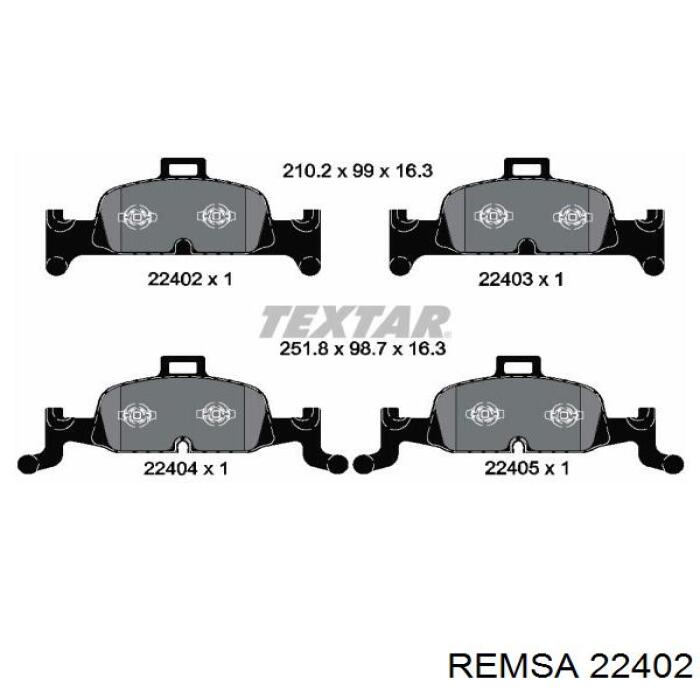 22402 Remsa колодки тормозные передние дисковые