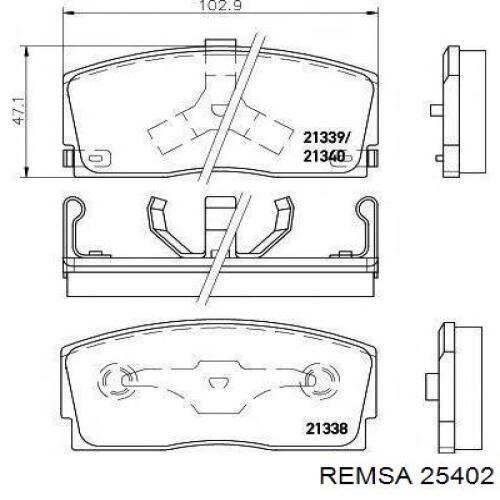 Передние тормозные колодки 25402 Remsa