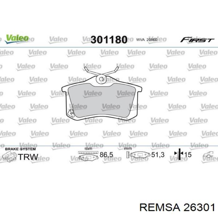 Колодки дисковые  Remsa 26301 цена, от 19.28 USD
