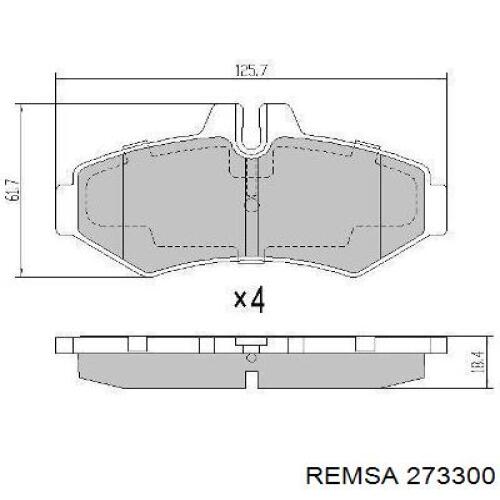 Купить 273300 Remsa Колодки тормозные задние, дисковые