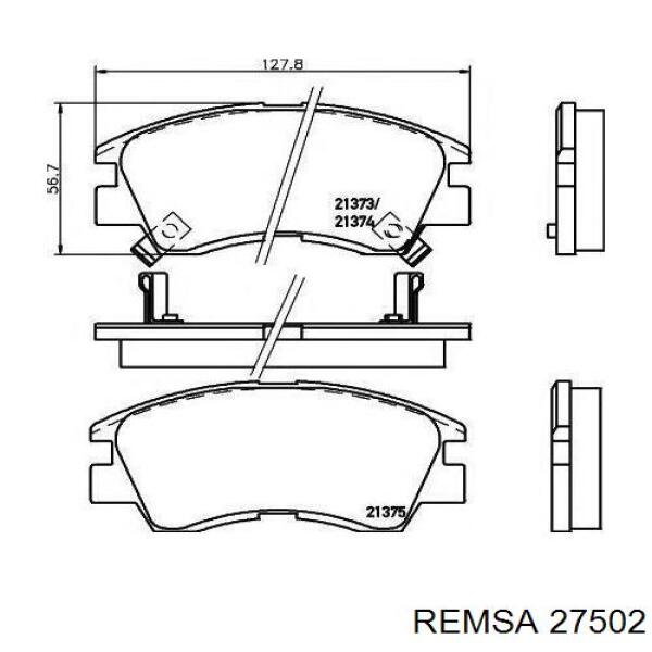 Передние тормозные колодки 27502 Remsa