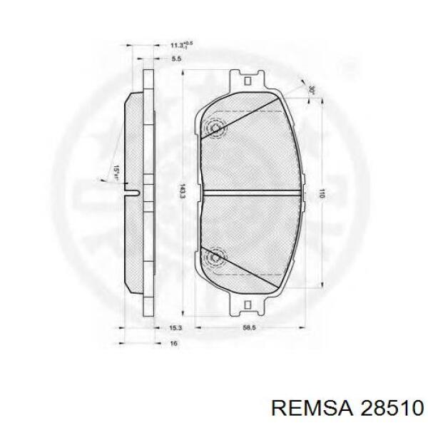 Передние тормозные колодки 28510 Remsa