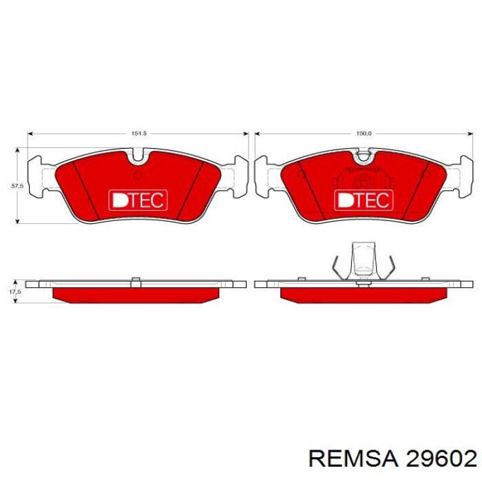 Передние тормозные колодки 29602 Remsa