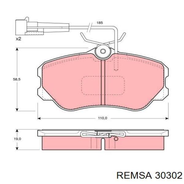 Передние тормозные колодки 30302 Remsa