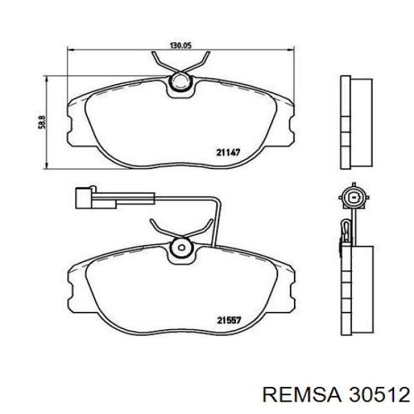 30512 Remsa колодки тормозные передние дисковые