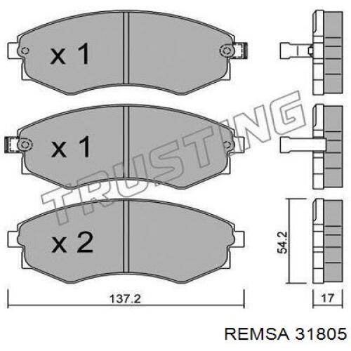 Передние тормозные колодки 31805 Remsa