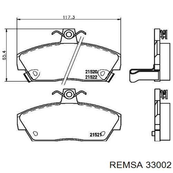 33002 Remsa колодки тормозные передние дисковые