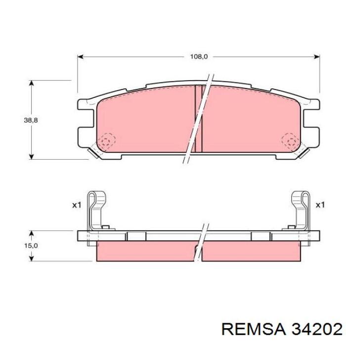 34202 Remsa колодки тормозные задние дисковые