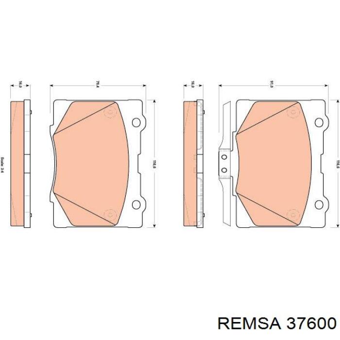 Задние тормозные колодки 37600 Remsa