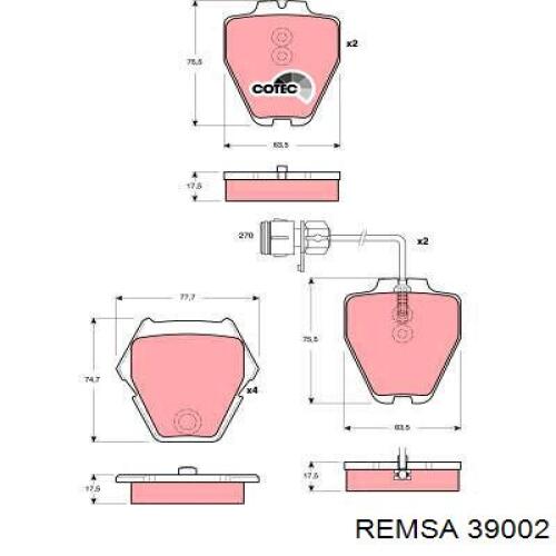 Колодки Remsa 39002 цена, от 26.87 USD