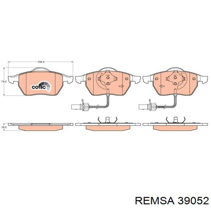 390.52 Remsa колодки тормозные передние дисковые