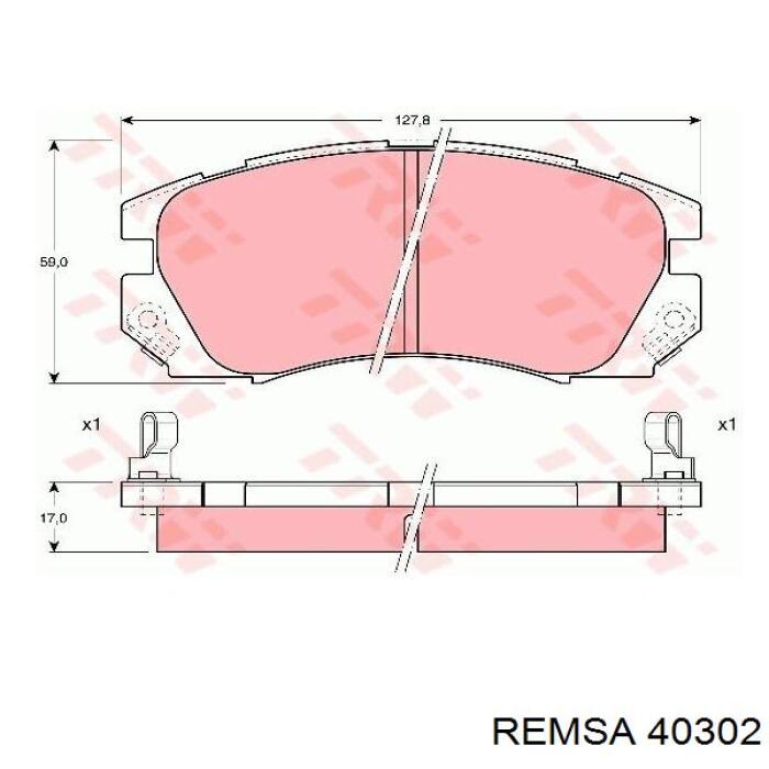 Передние тормозные колодки 40302 Remsa