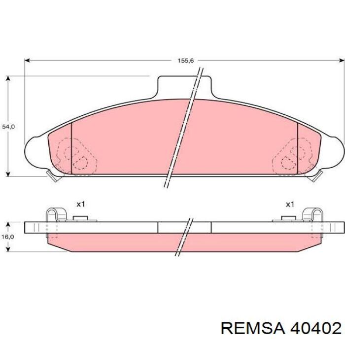 Передние тормозные колодки 40402 Remsa