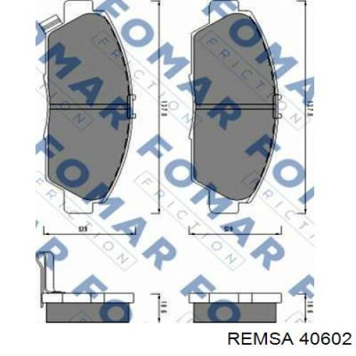 Передние тормозные колодки 40602 Remsa