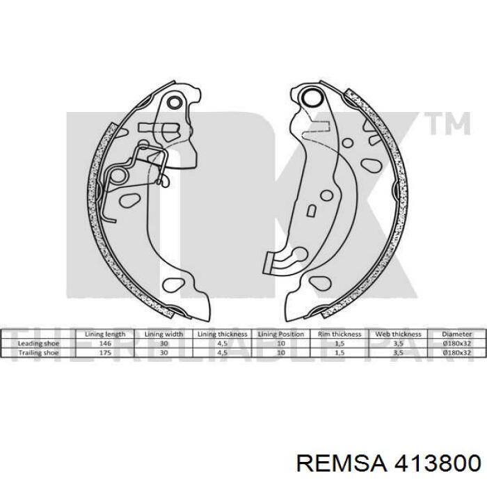 Купить 413800 Remsa Задние барабанные тормозные колодки