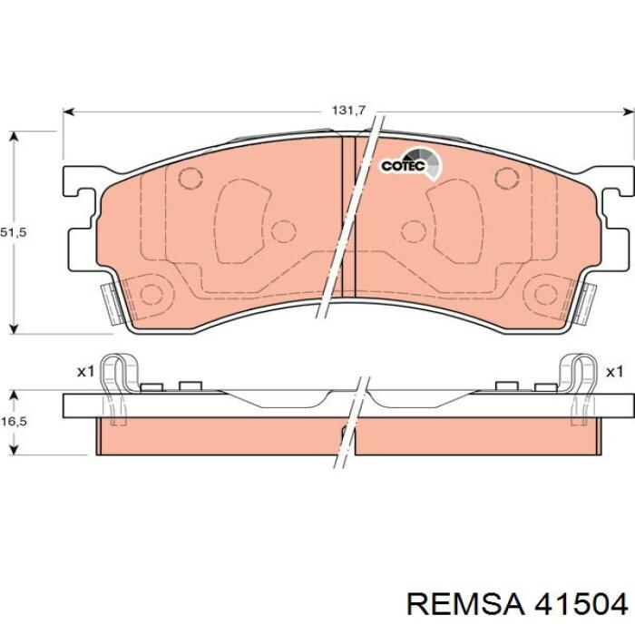 41504 Remsa колодки тормозные передние дисковые