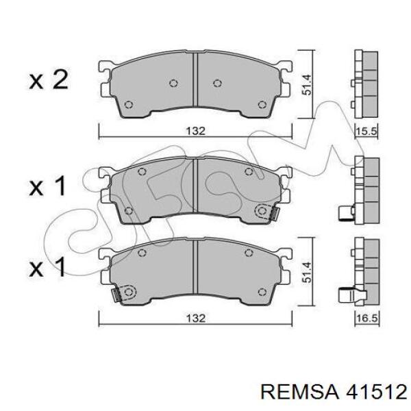 Передние тормозные колодки 41512 Remsa