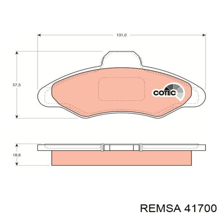 41700 Remsa колодки тормозные задние дисковые