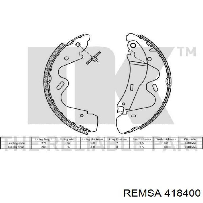 Барабанные колодки Remsa 418400