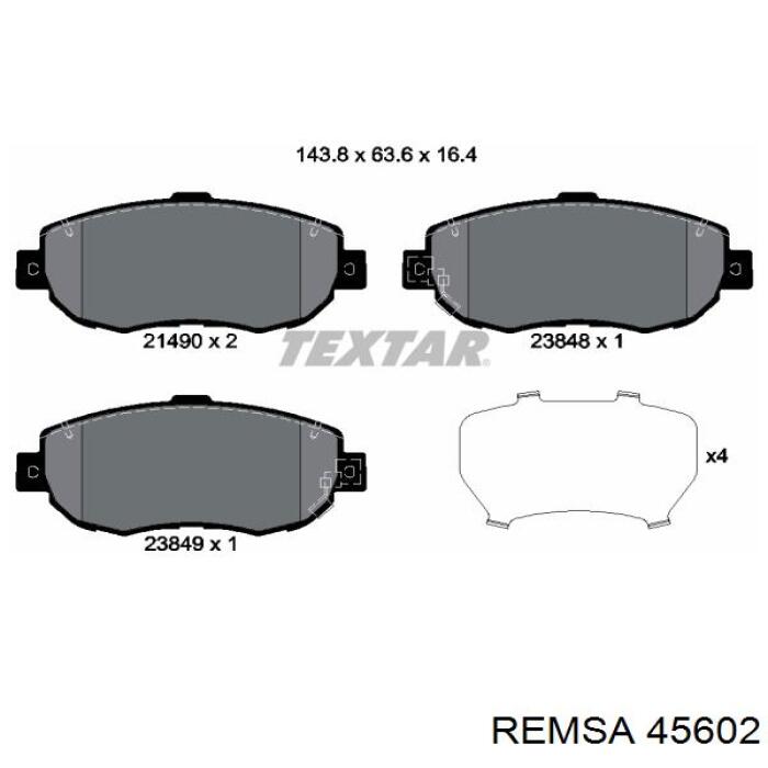 Передние тормозные колодки 45602 Remsa