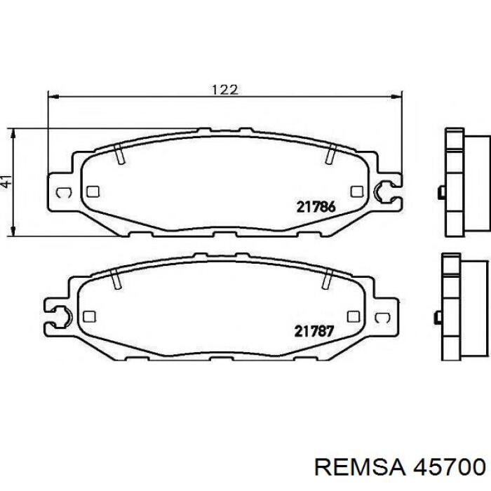 Задние тормозные колодки 45700 Remsa