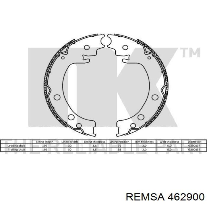 Тормозные колодки стояночного тормоза Remsa 462900 цена, от 28.33 USD