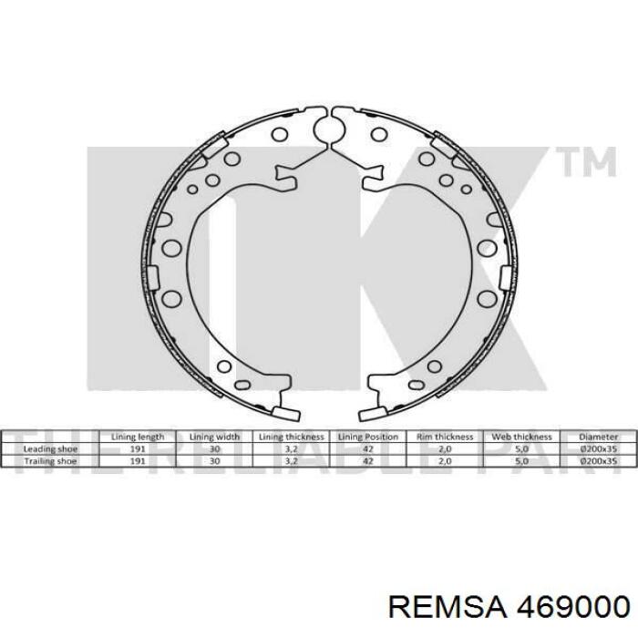 Купить 469000 Remsa Колодки ручника/стояночного тормоза