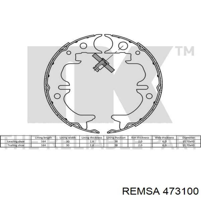 Колодки стояночного тормоза Remsa 473100